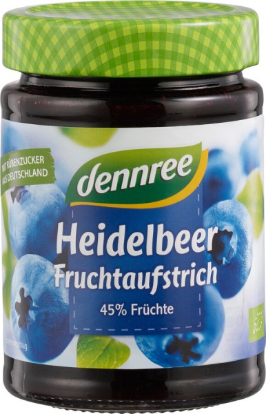 dennree Fruchtaufstrich Heidelbeere, 340 gr Glas -