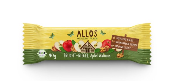 Allos Frucht-Riegel Apfel Walnuss, 40 g Stück