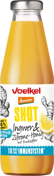 Voelkel Shot Ingwer &amp; Zitrone -, 0,5 L Flasche Honig, kühlfrisch