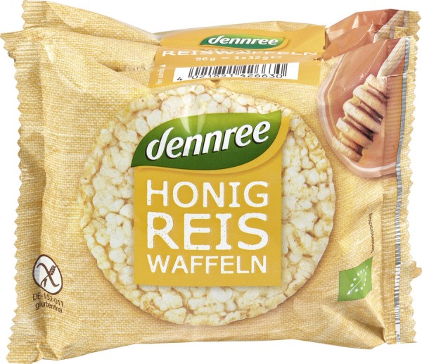 dennree Honig-Reiswaffeln, 3x 32 gr, 96 gr Packung