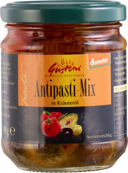 Gustoni Antipasti-Mix, in Kräueröl, demeter, 190 gr (110 gr)