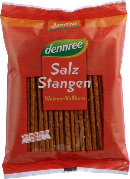 dennree Weizen-Vollkorn-Salzstangen, 100 g Packung