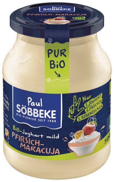 Söbbeke Joghurt Pur Pfirsich-Maracuja, 500 gr Glas
