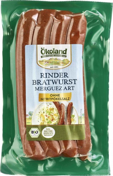 Ökoland Bio Rinder-Bratwurst Merguez , 200 gr Packung