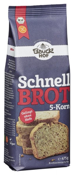 Bauckhof Schnellbrot 5-Korn, -glutenfrei- 475 gr P