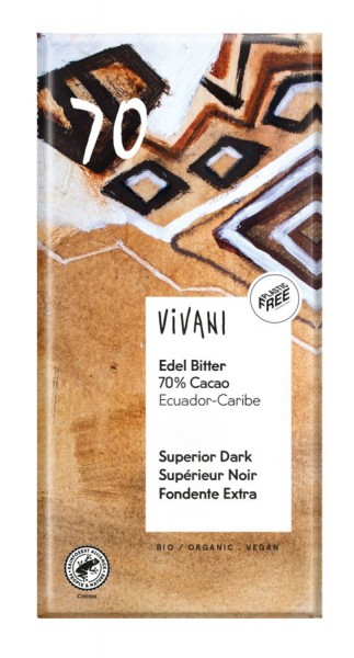 Vivani Edel Bitter Schokolade 70%, Ecuador, 100 g