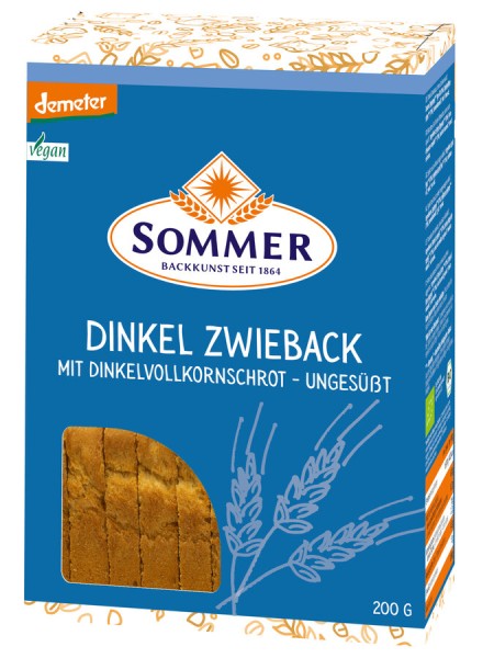 Sommer &amp; Co. Dinkel Zwieback ungesüßt, 11% Dinkelv