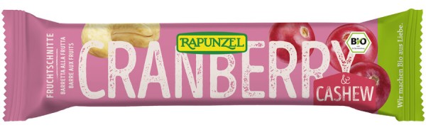Rapunzel Fruchtschnitte Cranberry-Cashew, 40 gr St