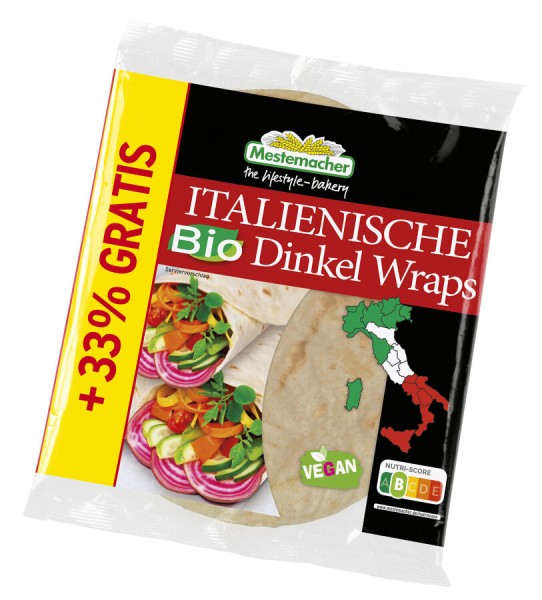 Mestemacher Dinkel Wraps,+33% Gratis 300 g Packung