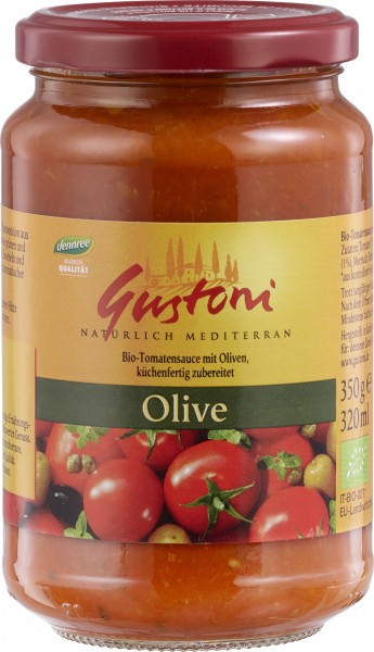 Gustoni Olive, Tomatensauce mit Oliven, 350 gr Glas