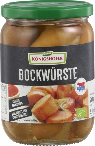Königshofer Bockwürste, 4 Stück, 550 gr Glas (260 gr)