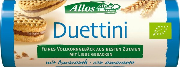 Allos Duettini - Mini-Doppelkekse mit 30% Kakaocre