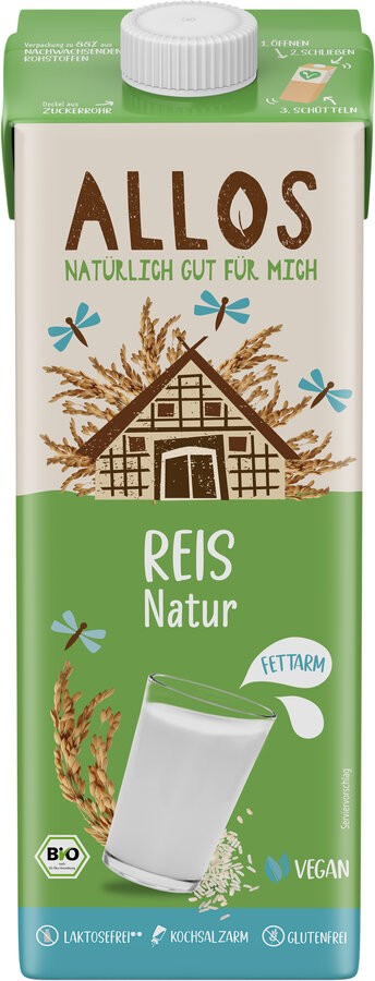 Allos Reis Drink naturell, 1 ltr Packung - Reis Natur Drink