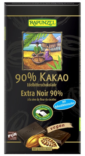 Rapunzel Bitterschokolade 90% Kakao mit Kokosblüte
