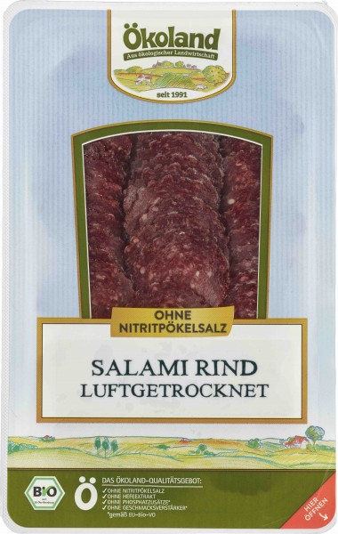 Ökoland Bio Salami Rind luftgetrocknet, 80 gr Packung