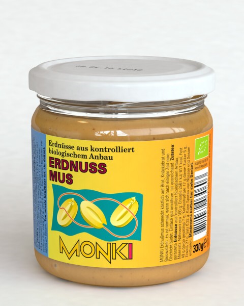 Monki Erdnussmus, 330 gr Glas