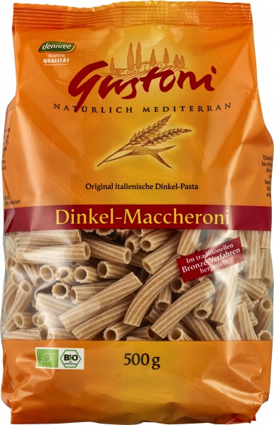 Gustoni Dinkel-Maccheroni, bronze, 500 gr Packung -hell-