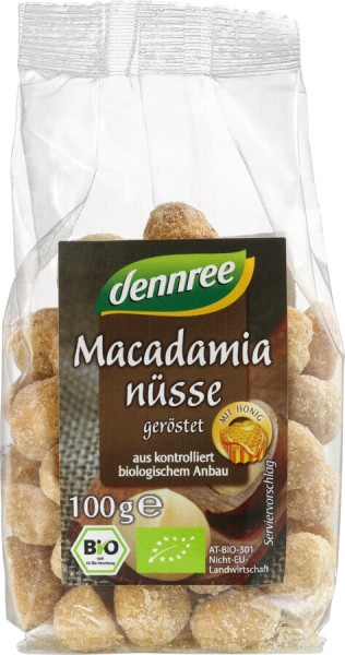 dennree Macadamianüsse, mit Honig, geröstet, 100 g