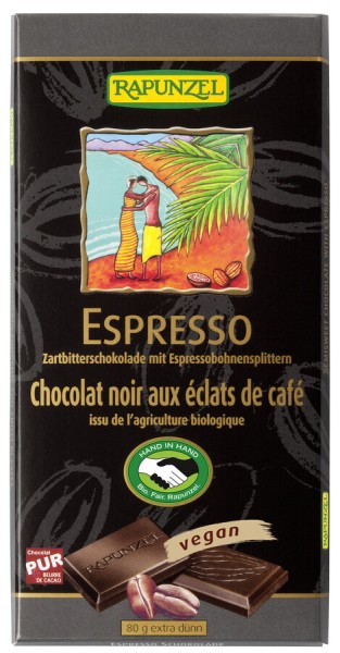 Rapunzel Zartbitterschokolade mit 15% Espressobohn