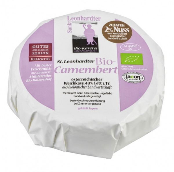 St. Leonhardter Biokäserei Camembert mit Nuß, ca. 180 gr , mind. 48%