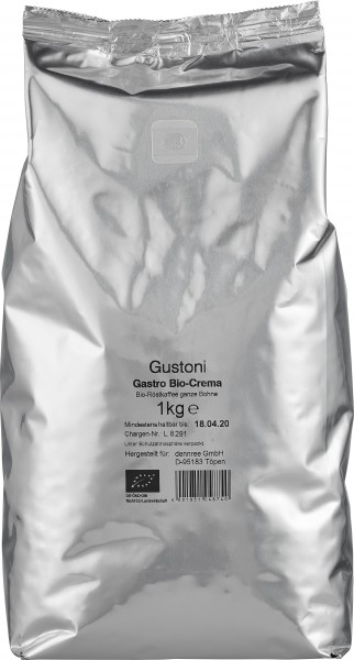 Gustoni Gastro Cafe Crema, ganze Bohne, 1 kg Packung Profi-Bohne für Gastro-Vollautomaten (z.B. WMF)