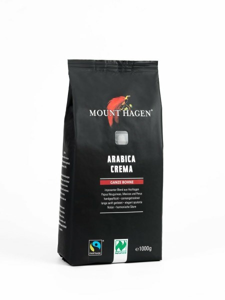 Mount Hagen Fair Trade Röstkaffee Crema, ganze Boh
