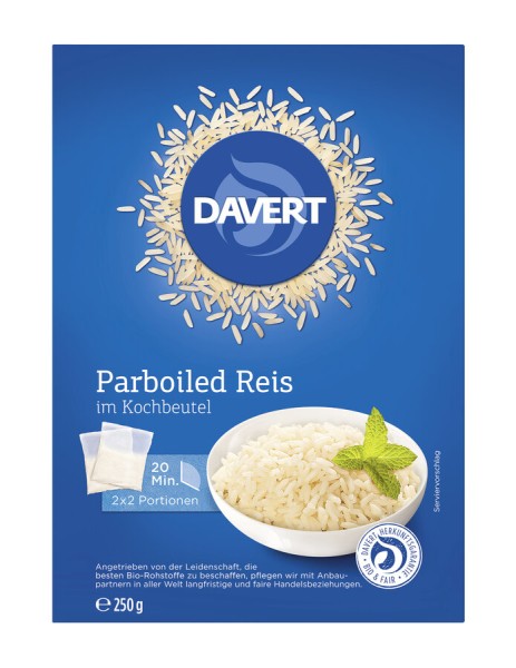 Davert Parboiled Reis im Kochbeutel, 250 gr Packun