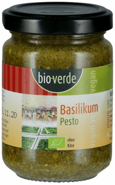 bio-verde Pesto Basilikum, 125 ml Glas
