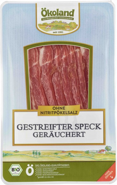 Ökoland Bio Gestreifter Speck in Scheiben, 100 gr Pack