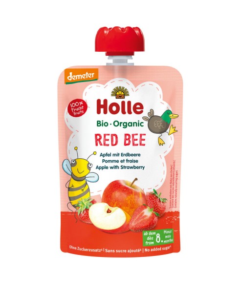 MHD 21.04.2024 Holle Red Bee Apfel mit Erdbeere, 100 gr Stück