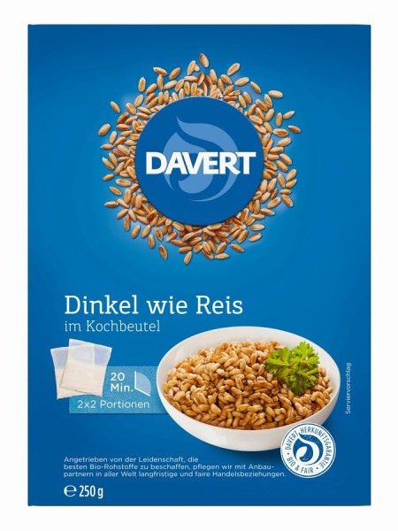 Davert Dinkel wie Reis im Kochbeutel, 250 gr Packu