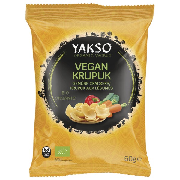 Yakso Krupuk Knabberchips Vegan, 60 g Packung