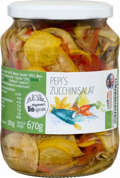 Pflügelmeier&#039;s Bioriginale Pepi&#039;s Zucchinisalat, 670 gr Glas