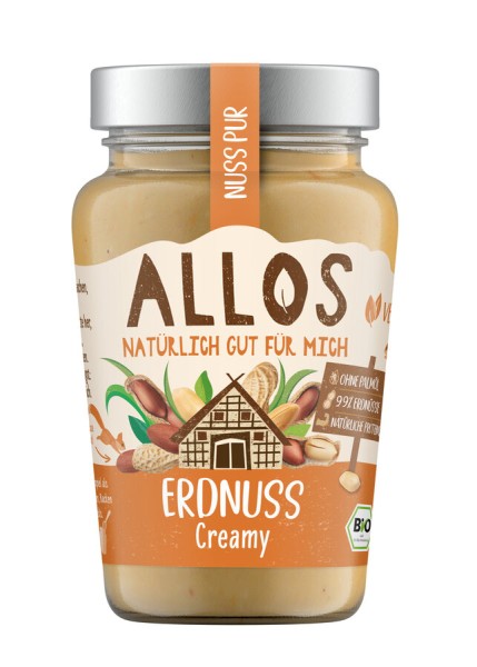 Allos Nuss Pur Erdnuss Creamy, 340 g Glas