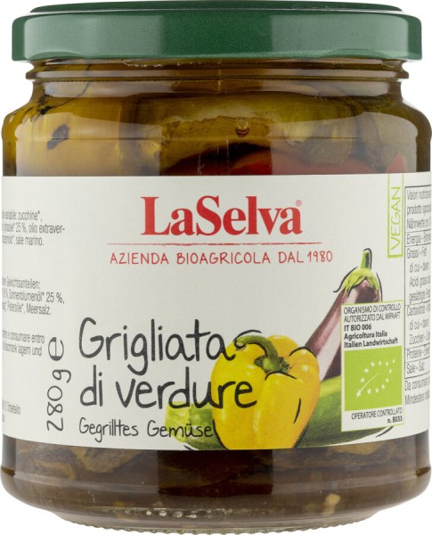La Selva Gegrilltes Gemüse in Öl, 280 g Glas