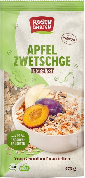 Rosengarten Apfel-Zwetschge Müsli, 375 gr Packung
