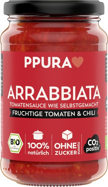 PPURA Sugo Arrabiata, Tomaten und Chili, 340 gr Glas
