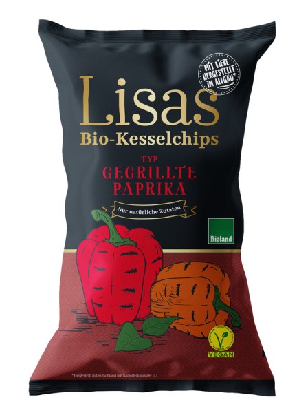 Lisas Bio-Kesselchips Gegrillte Paprika, 125 g Pac