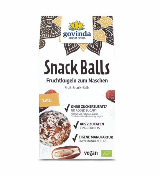 Govinda Snack Balls Dattel, 100 gr Packung