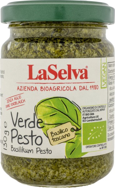 La Selva Pesto verde, 130 gr Glas -ohne Knoblauch-