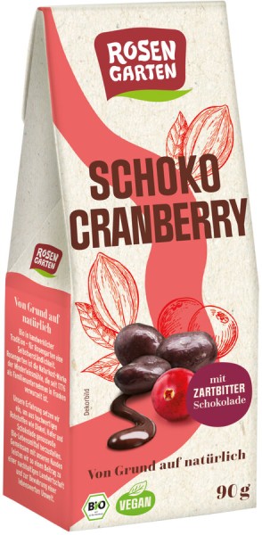 Rosengarten Schoko-Cranberry in Zartbitter, 90 gr