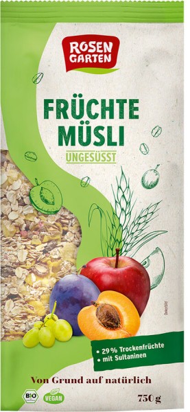 Rosengarten Früchte-Müsli, 750 gr Packung