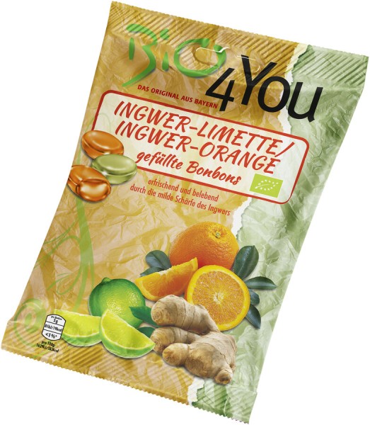 Bio4you Ingwer-Limette &amp; Ingwer-Orange Bonbons, 75