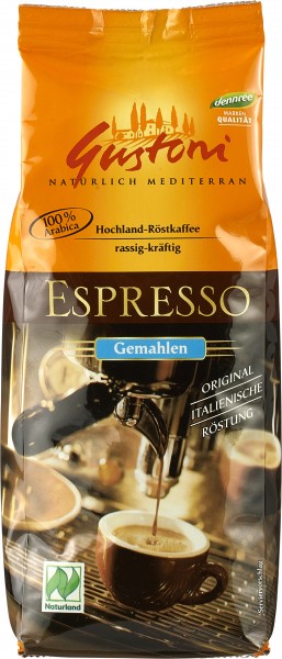 Gustoni Espresso, gemahlen, 250 gr Packung