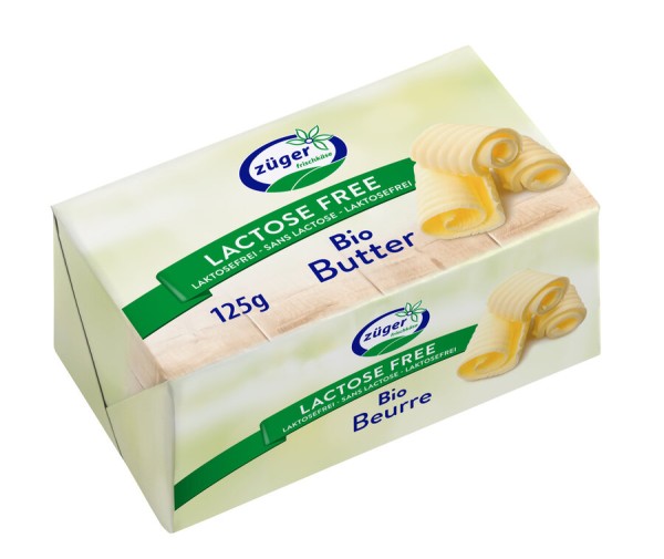 Züger Frischkäse Butter lactosefrei, 125 gr Stück