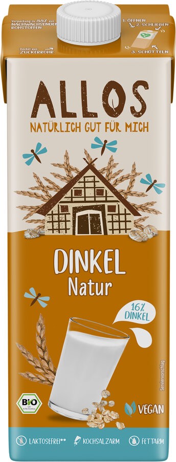 Allos Dinkel Drink naturell, 1 ltr Packung - Dinkel Natur Drink