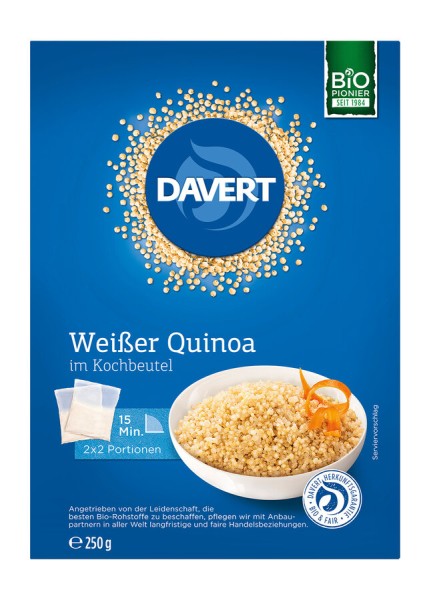 Davert Weißer Quinoa im Kochbeutel, 250 gr Packung