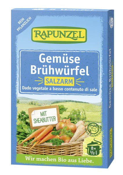 Rapunzel Gemüse-Brühwürfel salzarm mit Bio-Hefe, 6