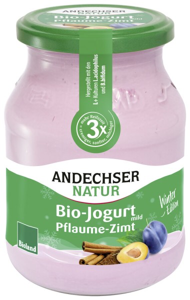 Andechser Natur Jogurt Pflaume-Zimt, 500 g Glas