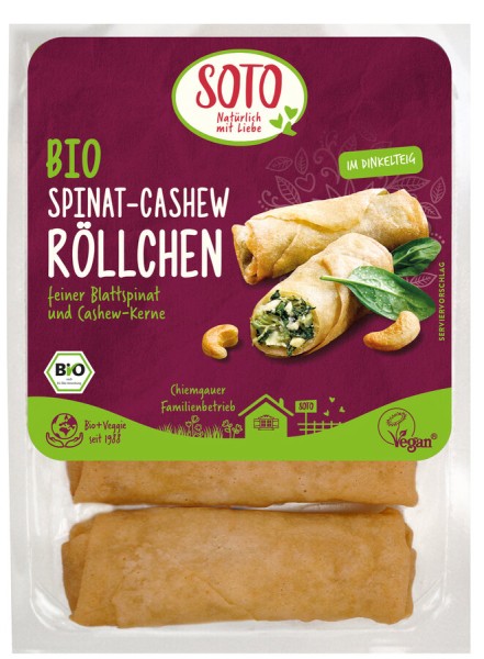 SOTO Spinat-Cashew-Röllchen, 200 gr Packung